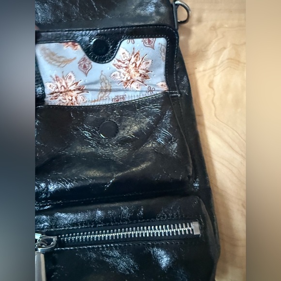 NWT HOBO brand black leather fold over or up, shoulder/CB new bag. silver hdw - Picture 14 of 16